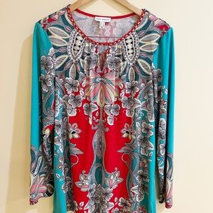 Susan Graver Liquid Knit Top with Embellishment